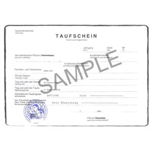 Tłumaczenie niemiecki Akt Chrztu – tłumacz przysięgły online