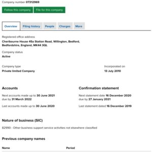 Tłumaczenie angielski wpis Companies House Excerpt na język polski