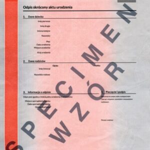 Akt urodzenia - odpis skrócony – tłumaczenie przysięgłe online
